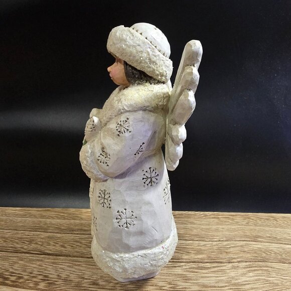 Pam Schifferl Winter White Angel With Dove & Glitter Details 7" by Midwest - Picture 5 of 16